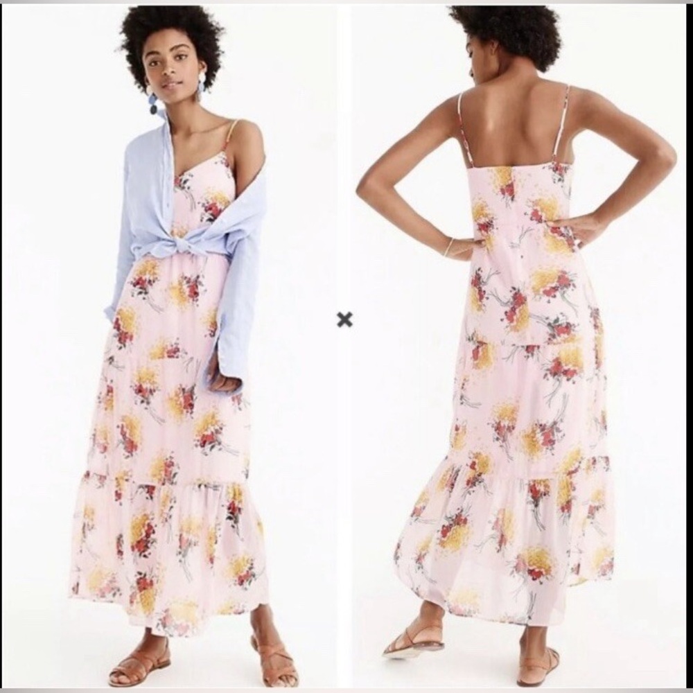 J.Crew Mercantile Tiered Maxi Dress In Sunburst Bouquet Smocked Tank Sundress